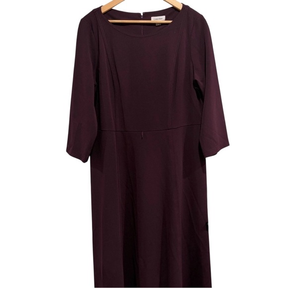 Calvin Klein Dresses & Skirts - Calvin Klein Deep Purple Long Sleeve Dress Round Neck
